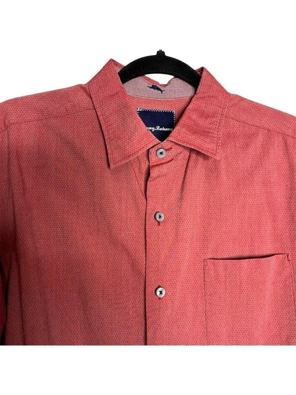 Tommy Bahama 100% Cotton Red Textured Long Sleeve Button Down Shirt, size M
